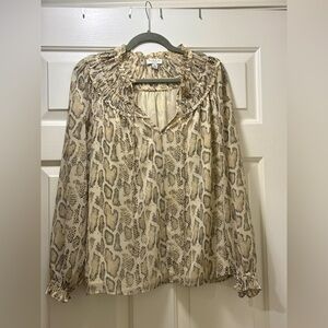 Current Air Split Neck Snakeskin Blouse